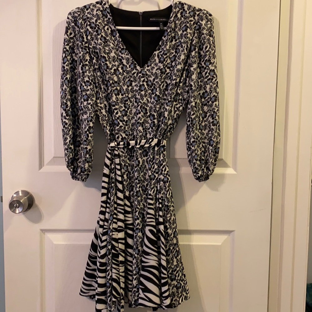 Black and white zip up dress with belt
